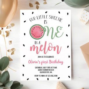 One in a Melon Watermelon 1st Birthday Invitation