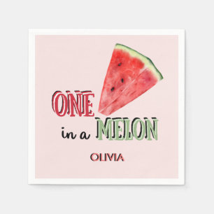 One in a Melon Watermelon 1st birthday Napkin