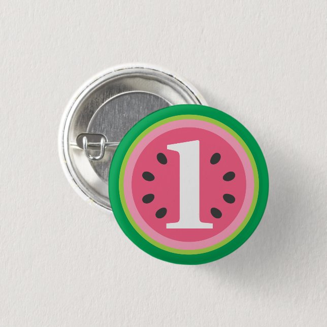 One in a Melon Watermelon 1st Birthday Party Favou 3 Cm Round Badge (Front & Back)