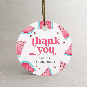 One in a Melon Watermelon 1st Birthday Thank You Favour Tags