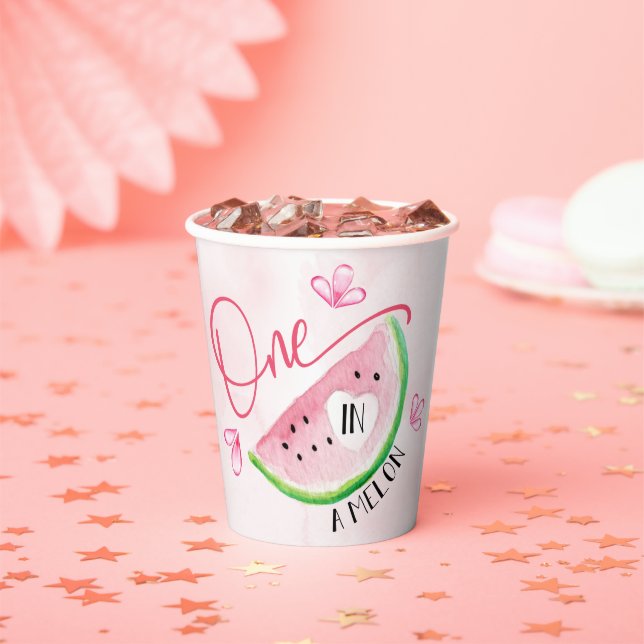 One in a Melon Watermelon Birthday Paper Cups (Insitu)