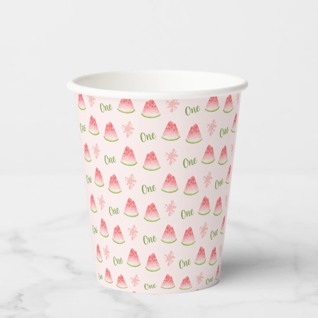 One in a Melon Watermelon Birthday  Paper Cups (Front)