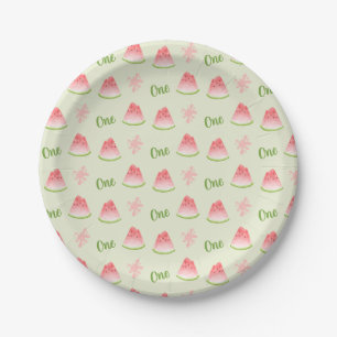 One in a Melon Watermelon Birthday  Paper Plate