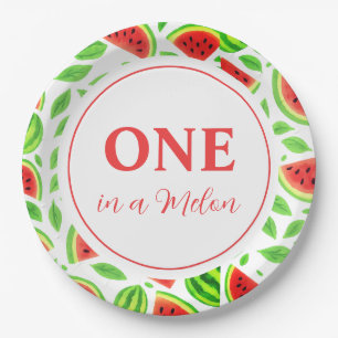 One In A Melon Watermelon Birthday Party Paper Plate