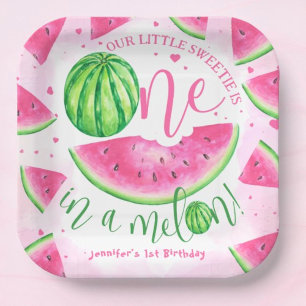 ONE in a Melon! Watermelon Birthday Party  Paper Plate
