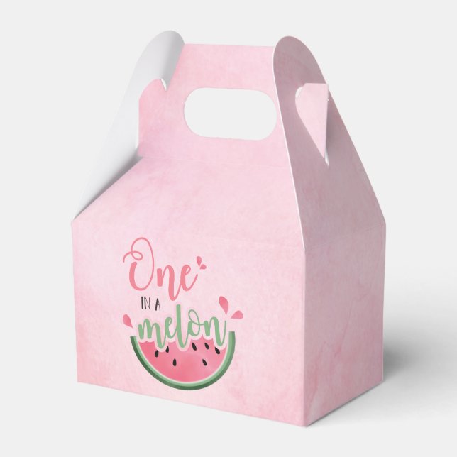 One in a Melon Watermelon first birthday  Favour Box (Front Side)