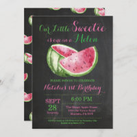 One in a Melon Watermelon First Birthday Invite