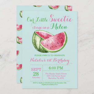 One in a Melon Watermelon First Birthday Invite