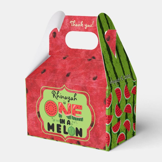 ONE in a Melon Watermelon First Birthday Photo Favour Box (Front Side)