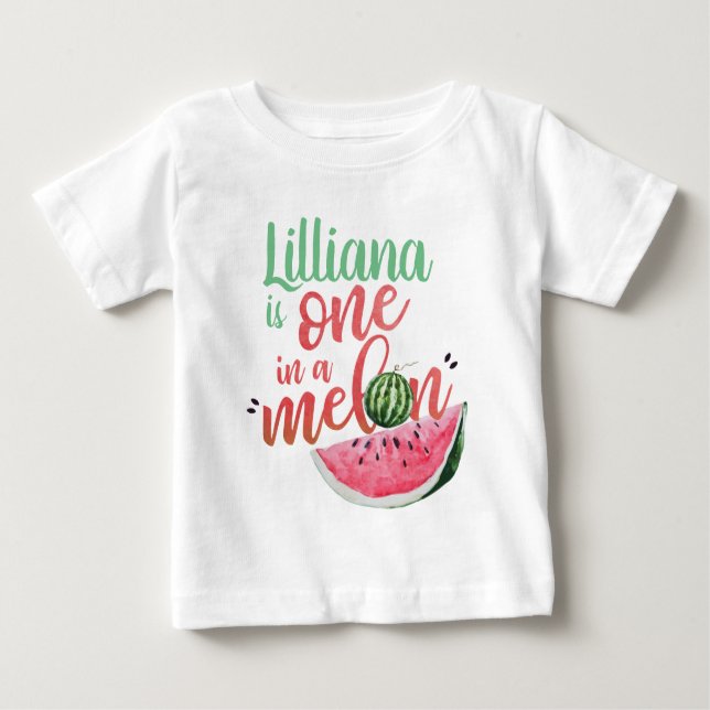 One in a Melon Watermelon First Birthday Shirt (Front)