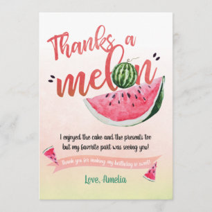 One in a Melon Watermelon First Birthday Thank you