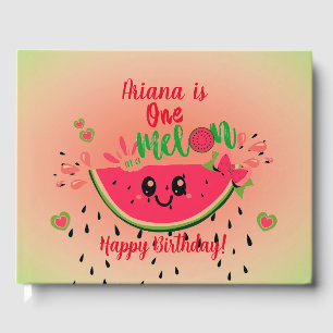 One In a Melon Watermelon Girl's Summer Birthday Guest Book