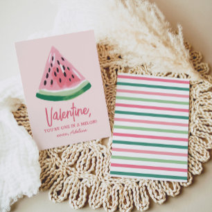 One in a Melon Watermelon Kids Valentines Day Card