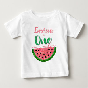 One in a melon, Watermelon romper first birthday Baby T-Shirt