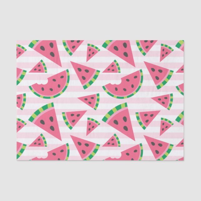 One in a Melon Watermelon Slices & Pink Stripes Tissue Paper (Front)
