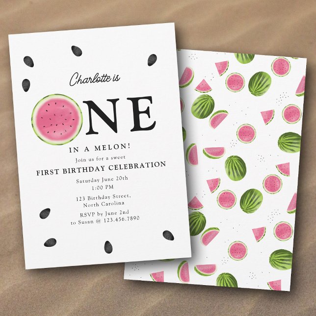 One in a Melon Watermelon Summer Birthday Invitation (One in a Melon Watermelon Summer Birthday Invitation)