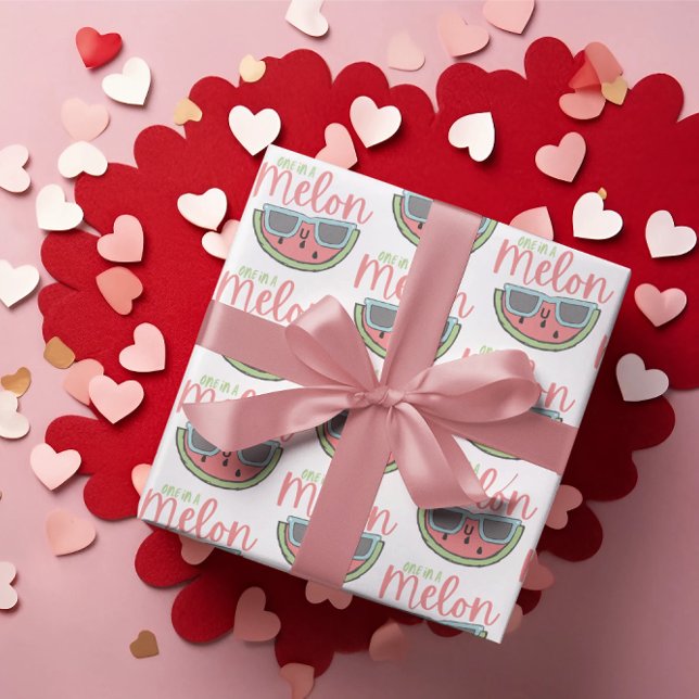 One In A Melon Wrapping Paper Flat Sheet Set of 3 (Celebrate someone special this Valentine's Day with this cute, "One in a melon" wrapping paper set! )