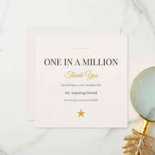 One in a Million Thank You Card Elegant Gold 