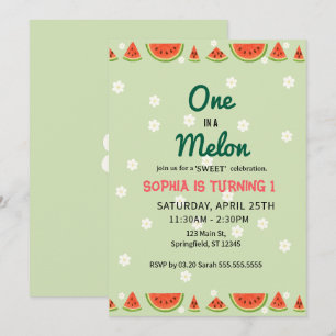 One in a Watermelon! 1st Birthday Party Invitation