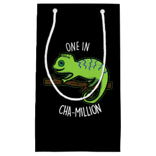 One In Cha-Million Funny Chameleon Pun Dark BG Small Gift Bag