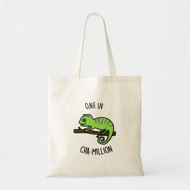One In Cha-Million Funny Chameleon Pun  Tote Bag (Front)