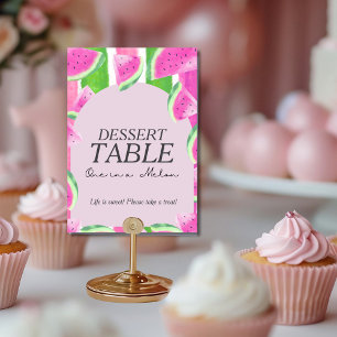 One in Melon Dessert TABLE Pink Watermelon  Sign Invitation