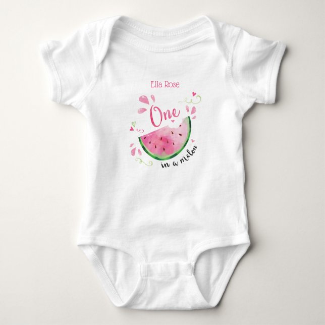 One in Melon First Birthday Outfit Shirt (Front)