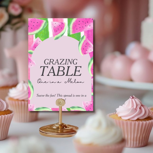 One in Melon GRAZING TABLE Pink Watermelon  Sign Invitation (One in Melon GRAZING TABLE Pink Watermelon Sign)