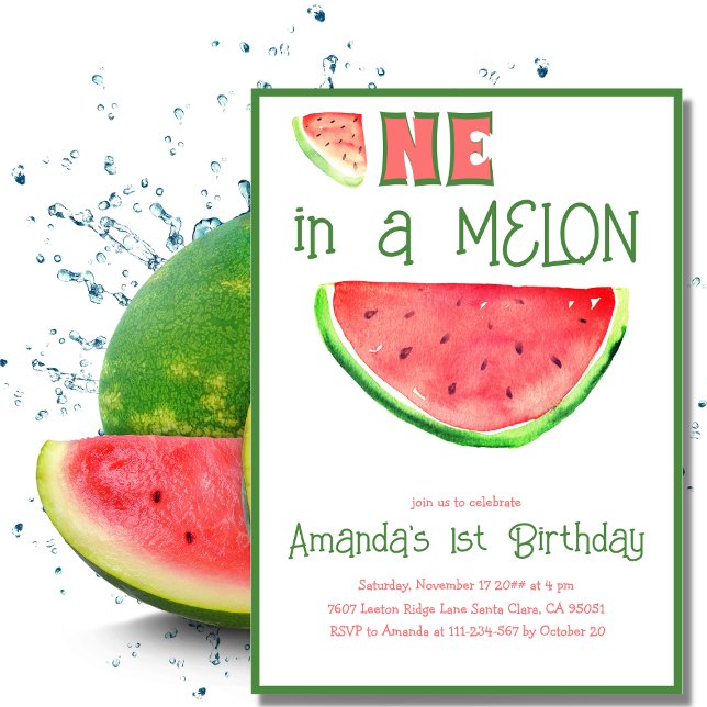 One in Melon Tutti Frutti First 1st Birthday Party Invitation (Creator Uploaded)