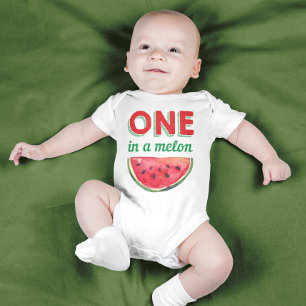 One in Melon Watermelon Summer Birthday Gift Baby Bodysuit