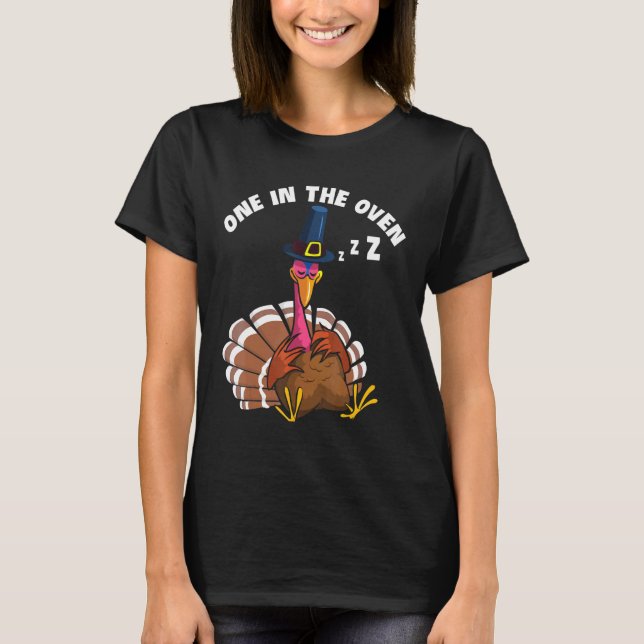 One In The Oven Red Turkey  Happy Thanksgiving Day T-Shirt (Front)