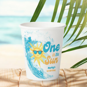 One in the Sun 🌞 1st Birthday Beach & Surf  Paper Cups
