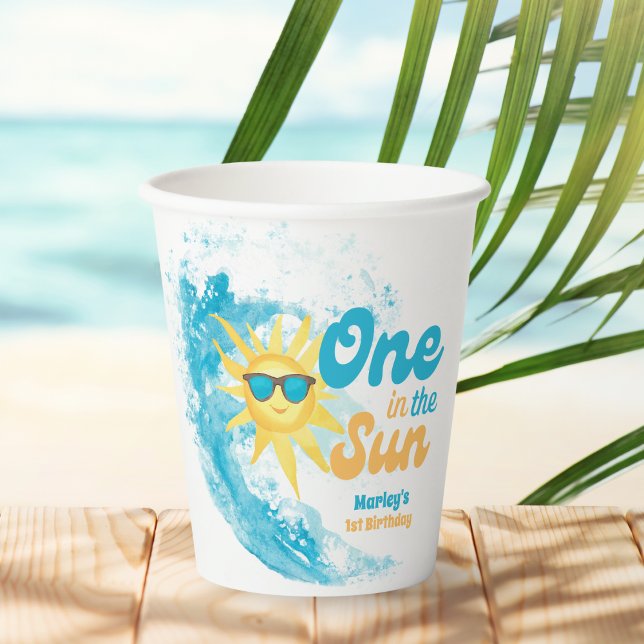 One in the Sun 🌞 1st Birthday Beach & Surf  Paper Cups (Creator Uploaded)