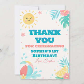 One in the Sun 1st Birthday Thank You Card