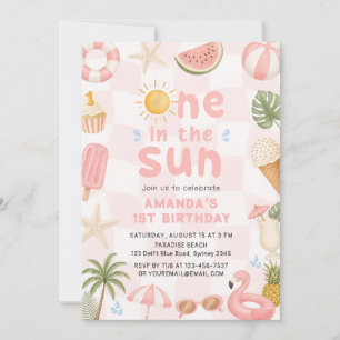 One in the Sun Beach Party Summer 1st Birthday Invitation