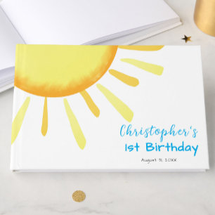 One in the Sun Blue First Birthday Custom Guest Book