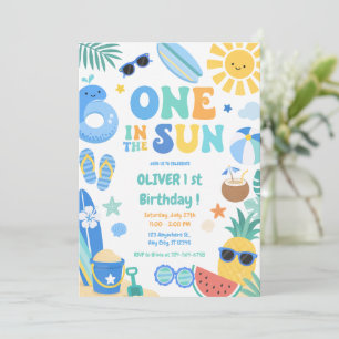 One in the Sun Boy Tropical First Birthday Invitation