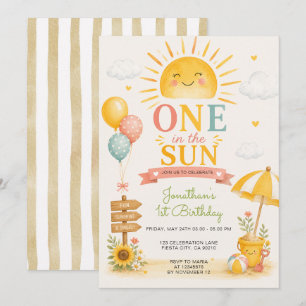 One in the Sun First Beach Birthday Invitation