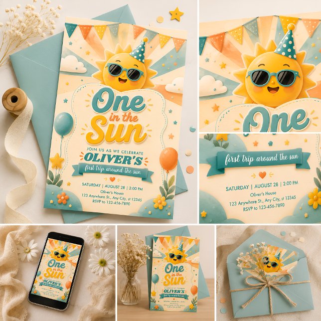 One in the Sun First Birthday  Invitation (Creator Uploaded)