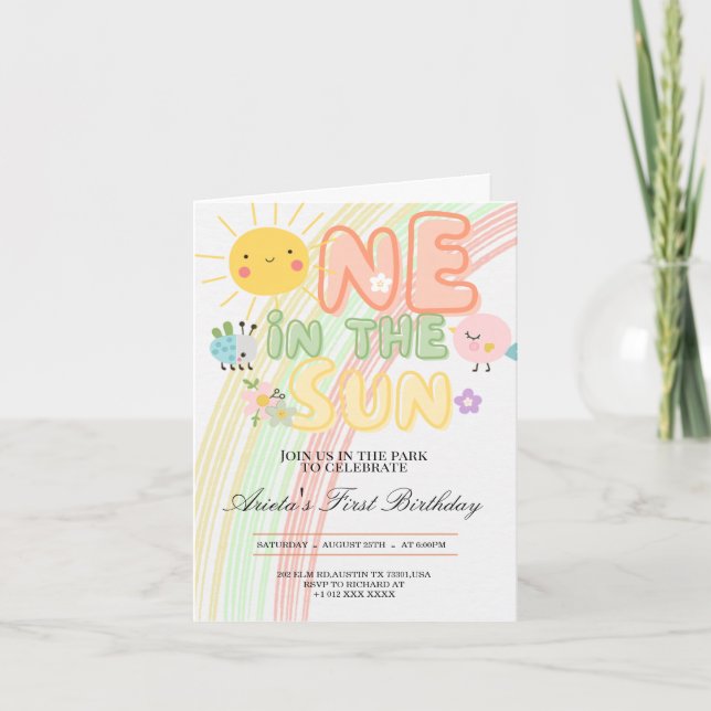 one in the Sun First Birthday Note Cards (Front)