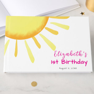 One in the Sun Pink First Birthday Custom Guest Book