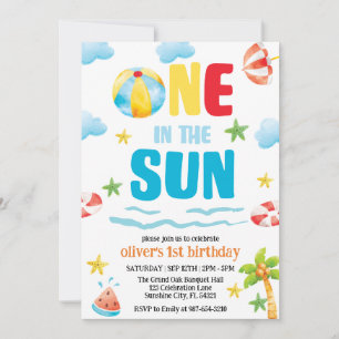 One in the Sun,Pool Party First Summer Birthday Invitation