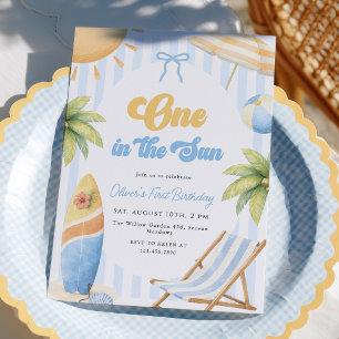 One in the Sun Retro 1st Birthday Boy Invitation