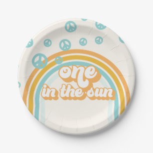 One in the Sun Retro Boy 1st Birthday Paper Plate