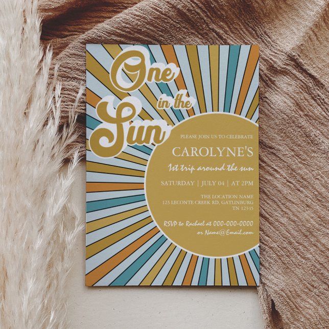 One In The Sun Sunshine 1st Birthday Invitation (Creator Uploaded)