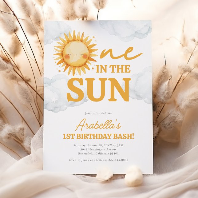 One in the Sun Sunshine 1st Birthday Invitation (Creator Uploaded)