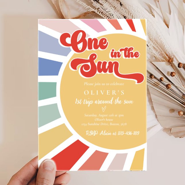 One In The Sun Sunshine Rainbow 1st Birthday Invitation (Creator Uploaded)