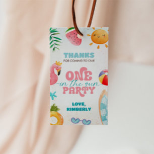 One In The Sun Tropical Beach 1st Birthday Party Gift Tags