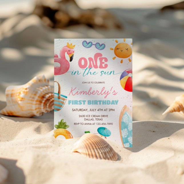 One In The Sun Tropical Beach 1st Birthday Party Invitation (Creator Uploaded)