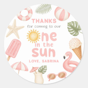 One In The Sun Tropical Beach 1st Birthday Sticker